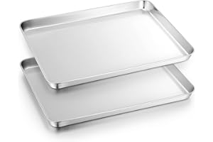 Herogo Baking Tray Set of 2, Stainless Steel Oven Tray for Baking Cooking Roasting, 40 x 30 x 2.5 cm, Large Cookie Sheet Pan, Mirror Polished & Rustproof, Dishwasher Safe