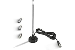 Maswell DAB DAB+ Antenne UKW Radioantenne Digitale Teleskopantenne für den Innenbereich mit Magnetfuß Verlängerungskabel für 75 Ohm FM Radio Tuner Stereo AV- HiFi-Empfänger