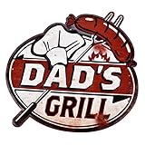 Blechschild Dads Grill Design Metall 35x24cm bunt Retro Nostalgie Sprüche Reklame