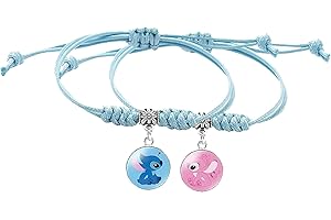 Yoimckay Bracelet couple,2 Anime Bracelet, Bracelet à Breloques pour Filles, Bracelet à breloques réglable, Cadeau Bracelet Filles pour Filles garçon pour Cadeau d'anniversaire(rose + bleu)