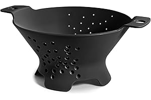 BLIMPLUS Blim Plus Scolapasta Cosmo diametro 25cm nero opaco (Carbon) in plastica 100% riciclabile, Non Tossico, Lavabile in Lavastoviglie, Impugnatura Ergonomica, 4 piedini d’appoggio, fori svasati