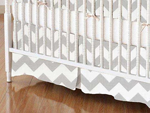 SheetWorld - MINI Crib Skirt (24 x 39) - Grey Chevron Zigzag - Made In USA by sheetworld