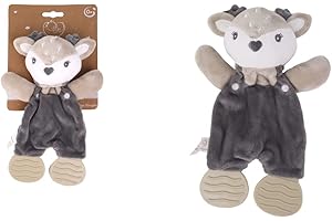 DODO D'AMOUR - Doudou de Dentition - Biche - 012392 - Gris - Alvéolé - Naissance - Peluche - Bébé - 25 cm x 10 cm - À Partir de 0 mois