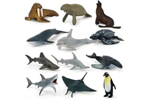 FUN GIFT Mini giocattolo per animali marini, squali bianchi, delfini, ecc., 12 pezzi, giocattolo selezionato, per bambini di età superiore ai 3 anni, adatto per vasche da bagno, pozzi di sabbia, ecc.