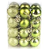 24pcs árbol de Navidad Baubles bolas Navidad brillo colgantes Onaments colgante partido decoraciones (verde)