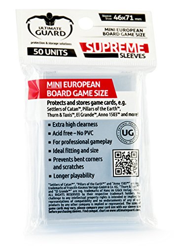 Preisvergleich Produktbild Ultimate Guard UGD010076 - Supreme Hüllen für Brettspielkarten Mini European, 50 Stück
