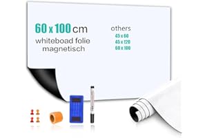 CYCONNCET Whiteboard Folie,60x100cm Magnetisch Selbstklebend Weißwandtafel Folie, Whiteboard Sticker DIY, Inklusive Marker und Schwamm, Wandfolie für glatten Oberflächen in Schule Büro Haus