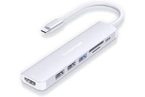 LENTION Hub USB C HDMI 4K@60Hz, PD 100W, Lector de Tarjetas SD/TF, USB 3.0 & 2.0, Adaptador USB C 7 en 1 para MacBook Pro 2025-2016, Nuevo Mac Air, Surface, iPhone 17 Plus Pro MAX y Más (Plata)