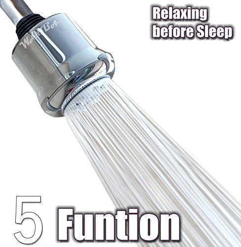 WantBa Power Body Massage Spa High Pressure 5 Function Shower Head Chrome Finish Adjustable Fixed Showehead by WantBa