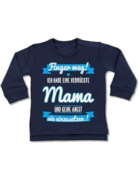 Sprüche Baby - ich habe eine verrückte Mama blau - Baby Pullover