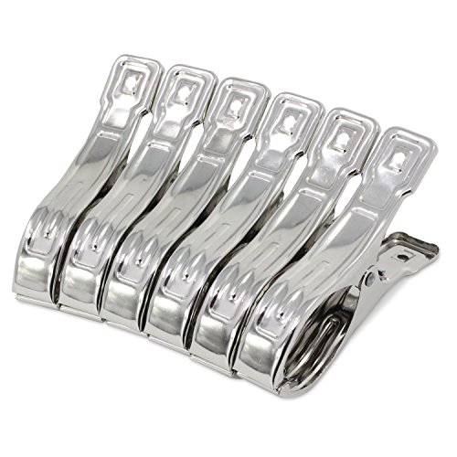 KEESIN 6 Stück Edelstahl Strand Handtuch Clips Große hängende Stöpsel Windbeständig für schwere Kleidung (Tippe B)