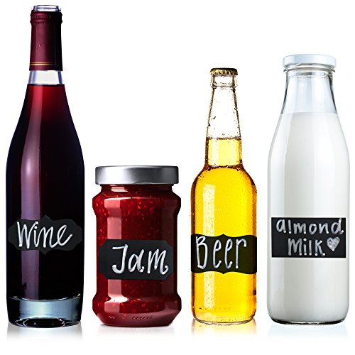 PrimeFolksCo. Tafeletiketten Aufkleber Set 48x Etiketten zum Aufkleben inklusive flüssigem Kreidemarker-Stift 8 verschiedene, angesagte Designs Perfekt für Marmeladengläser, Bier, Wein, Aufbewahrung und mehr - 2