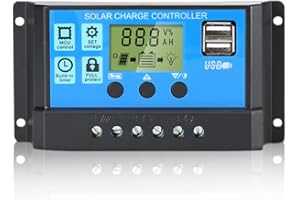 Anern 30A Solarladeregler, 12V/24V Solar Ladegerät Controller, Solarpanel Batterie Intelligente Solarregler PWM mit 5V Dual USB Port LCD Anzeige Automatische Parameter