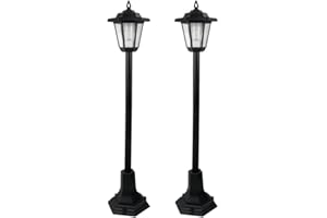 Guaranteed4Less LED Garden Lights Lamp Post Solar Powered Lantern Patio Pathway Walkway Outdoor (2),Black
