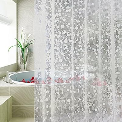 Carttiya Rideau de Douche EVA Semi Transparent Imperméable et Anti-moisissure, PVC Free 12 Anneaux de Rideaux