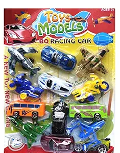 ANANYA Racing Car The 6 Vehicles, Super Power 4 Helicopter 2 Bikes Gift Type Toys Push Back Backward for Girls & Boys Pack of 12 Pies