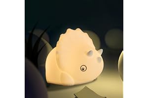 Bubba Bear ® Baby Night Light | Kids Cute Dinosaur Nightlights Lamp for Bedroom or Nursery | Gifts for Children, Toddler & Newborn | Childrens Portable Battery Lights | Childs Desk Accessories (Grey)