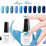 Elite99 12pcs Kit de Esmalte de Uñas de Gel UV LED Serie de Azul Color Semipermanente Base Coat Top Coat Manicura y Pedicura