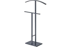 IDIMEX Valet de Chambre Scott chevalet de Nuit avec Un Cintre pour Veste et Un Portant pour Pantalon et Autres vêtements, Socle rectangulaire et Tubes en métal laqué Gris
