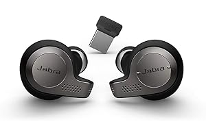 Jabra Evolve 65t Écouteurs True Wireless Sans Fil – Écouteurs Optimisés Microsoft Teans avec Longue Autonomie – Adaptateur Bluetooth USB – Noir