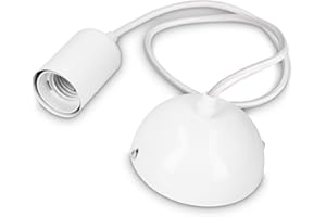 kwmobile Wisiorek sufitowy i uchwyt lampy - lampa sufitowa róża i światło wisiorek E27 zestaw montażowy z kablem z plecionego materiału o długości 90 cm - biały kabel