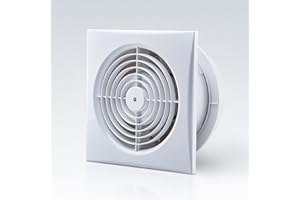 HUGOOME Ventilateur d'extraction 150 mm 18 W 320 m³/h - Extracteur de ventilation avec clapet anti-retour, fenêtre et montage mural - Ventilateurs pour cuisine, salle de bains, serre, garage - 6"
