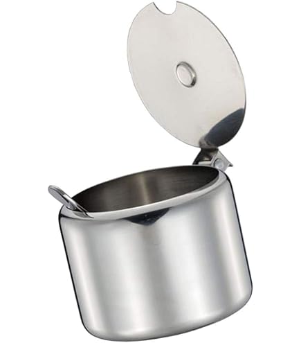 Sucrier En Acier Inoxydable 304 Avec Couvercle Et Cuillère - Capacité 500 Ml (180 Oz) - Pour Sucre, épices, Condiments - Cuisine Et Salle à Manger