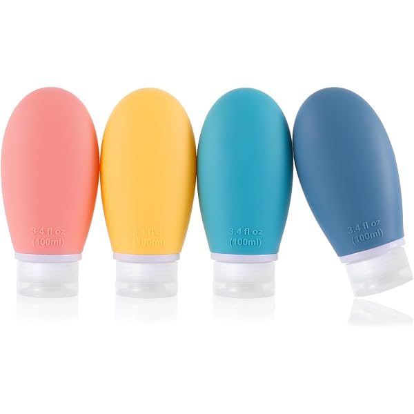 4 Stück Silikon Reiseflaschen 60ml | Auslaufsicher, BPA-frei | Für Shampoo, Duschgel, Lotion