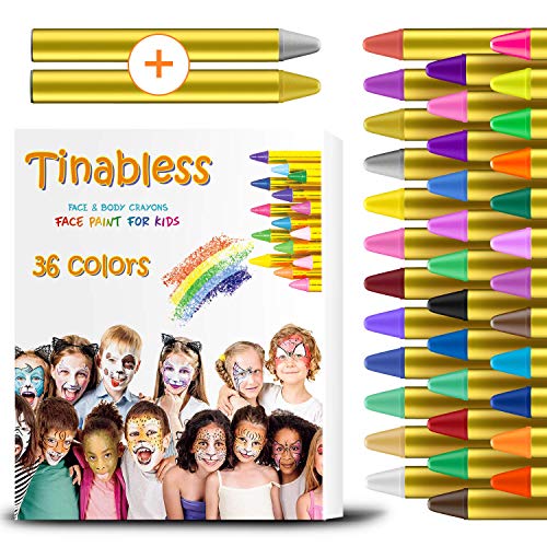 HENMI 36 Farben kinderschminke, Bodypaint Schminke für Kinder, Leicht Abzuwischen, Ideal für Partys, Easter, Weihnachten