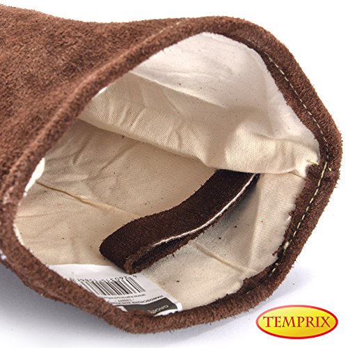Kaminhandschuh, Grillhandschuh, Ofenhandschuh, Hitzeschutzhandschuh aus echtem Leder Farbe braun Größe L Temprix verschiedene Größen (L) - 7