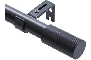 TUTJEN Curtain Poles, Black Window Curtain Pole for Eyelet Curtains 76-270cm-2.5cm Diameter Door Curtain Rods Fittings Drapery Rod Set Window Bedroom with Round Finial(2.5-8.8FT)