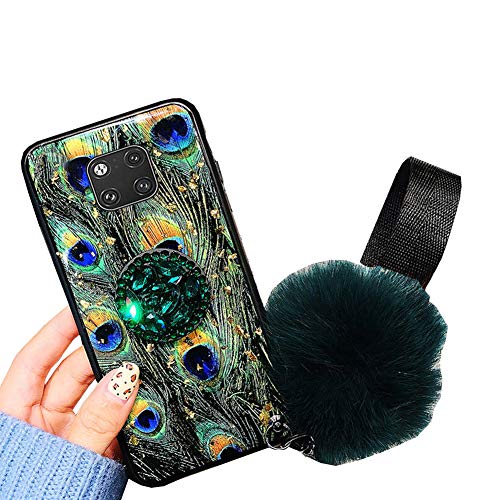 Preisvergleich Produktbild Homikon Silikon Hülle Glänzend Bling Glitzer Schutzhülle Glitzer Diamant Ständer Stoßdämpfend PC Rückschale TPU Silikon Bumper Handyhülle Tasche Case Kompatibel mit Huawei Mate 20 Pro - Feder