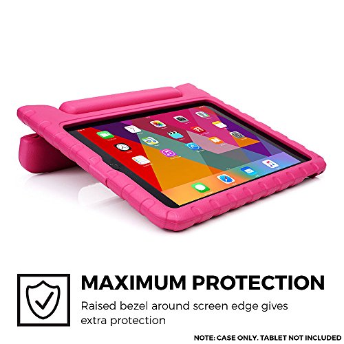 iPad Air 2 hülle fur kinder, COOPER DYNAMO Beanspruchbare, strapazeirfähige, robuste, gepolsterte Hartschalenhülle mit integriertem Griff, Standfunktion & durchsichtigem Displaysschutz (Pink) - 2