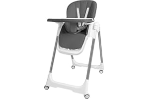 Kidsbuddy Hochstuhl Baby，Kinderhochstuhl Klappbar Baby mit Sicherheitsgurt,Tablett,Fußstütze,Liegefunktion，Einfach zu Reinigen,Babystuhl,Baby Essen Stuhl,Kinderstuhl ab 6 Monate bis 6 Jahre,Grau