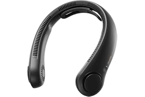 JISULIFE Ventilador de cuello portátil mejorado, soporte para el cuello, manos libres personal, ajuste de 5 velocidades, 5000 mAh, silencioso, recargable, regalos para mujeres y hombres- Negro