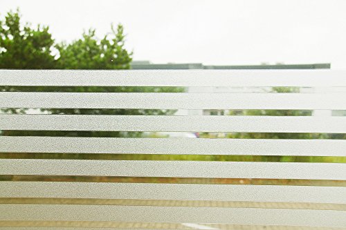 Tamia-Home Statische Fensterfolie 90% UV-Sonnenschutz Selbsthaftende Sichtschutzfolie Glasdekor „Lineal weiss“ S018 (90*100cm) - 2