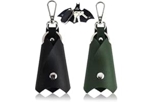 WOO LANDO 2 portachiavi con custodia portachiavi in ecopelle per uomo a forma di supereroe con motivo a pipistrello, per diverse chiavi di auto o moto