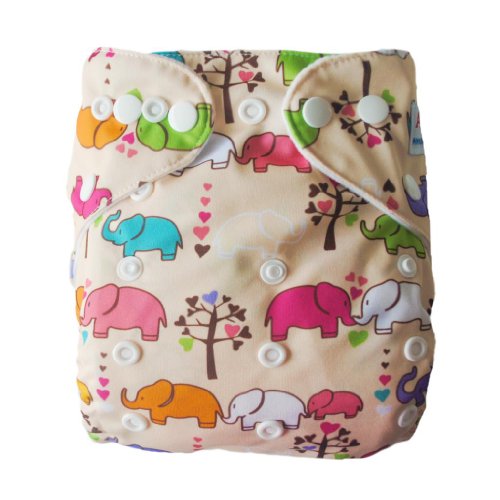 Alva Baby Double Rrows of Snaps Comfortable Washable Adjustable Cloth Nappy with 2 Liners J18-EU