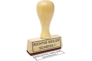 ‎STEMPLINO Stemplino® Textstempel - Richtig geiler Scheiss! - 50mm x 15mm Holzstempel mit Text Bürostempel Firmenstempel Stempel Büro Text Stempel