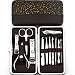 12 in 1 Stainless Steel Manicure Pedicure Set Nail Clippers Cleaner Nail Scissors Kit with PU Leather Case (Pattern E)