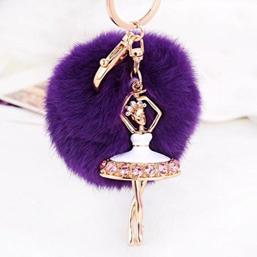 yacooler Keychain Handbag Charms Pendant with Dancing Ballet Girl purple.