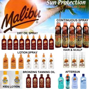 Malibu Suncare Suntan Products - Sun Creams, Dry Oil Sprays, Bronzing Tanning Oils, Aerosol Continuos Sprays, Gels And Aftersuns (100ML DM465 DRY OIL SPRAY SPF15)