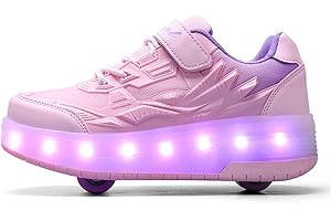 ROLLTONGOZ Scarpe con rotelle da Bambina Scarpe con luci Ragazza Scarpe da LED Ruota Skateboard Sneaker Sportive con Rotelle Multisports Skateboard Sneaker con Ruote per Bambini epifania natale compleanno regalo