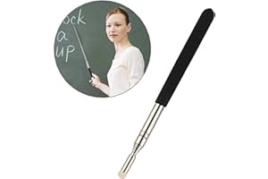 GHEART Bacchetta Telescopica Allungabile, Puntatore Telescopico, Puntatore per Insegnanti in Acciaio Inox, Aula Lavagna Bacheche Palmare Estensibile, Presentatore Portatile Lavagna Bianca Puntatore (Nero)