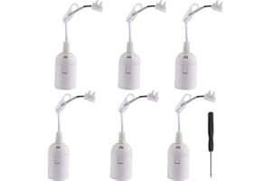 LbsAMP 6 Stück E14 Ersatzfassung 2A 250V Glühbirnenfassung mit 1 Schraubendreher Lampenfassung mit Kabel Weiße Renovierfassung Baustellenfassung
