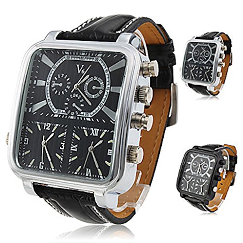 Soleasy Argos - Herren Dreifach-Bewegung Square Dial Leder Band Quartz Analog Armbanduhr WTH1007 Soleasy Argos - Herren Dreifach-Bewegung Square Dial Leder Band Quartz Analog Armbanduhr WTH1007