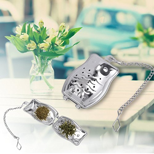 Gugutogo Hibou Forme 304 Acier Inoxydable Thé Infuseur Boule Passoire À Théière Filtre À Thé Thé Café Drinkware Outil Thé Maker (Couleur: argent)