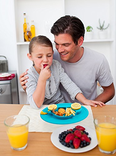 Qshare – Mini Silikon Tischset 28x20x2.5cm, ein Schüssel für Babys, Kleinkinder und Kinder, tragbar, ein BPA-freies, durch FDA zugelassenes Geschirr, Saugflächee, spülmaschinentauglich, mikrowellentauglich - 3