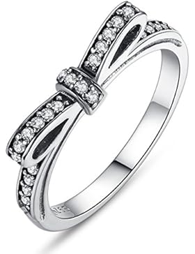 Presentski 925 Sterling Silber Bowknot Ring mit Österreich Zirkonia für Liebhaber