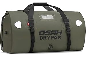 BORLENI Torba motocyklowa, wodoszczelna torba podróżna, rolka siodełka, torba odblaskowa, do jazdy na motocyklu, wędrówek, jazdy na rowerze, podróży, na kemping, do aktywności na świeżym powietrzu, Kayaking 60 l,Oliwa